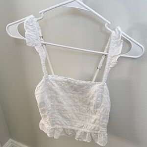 Abercrombie & Fitch White Ruffled Crop Top